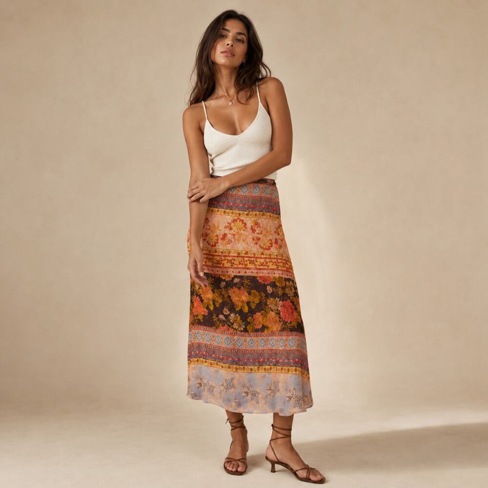 BILA 77 Landa Floral Maxi Skirt NWT SMALL